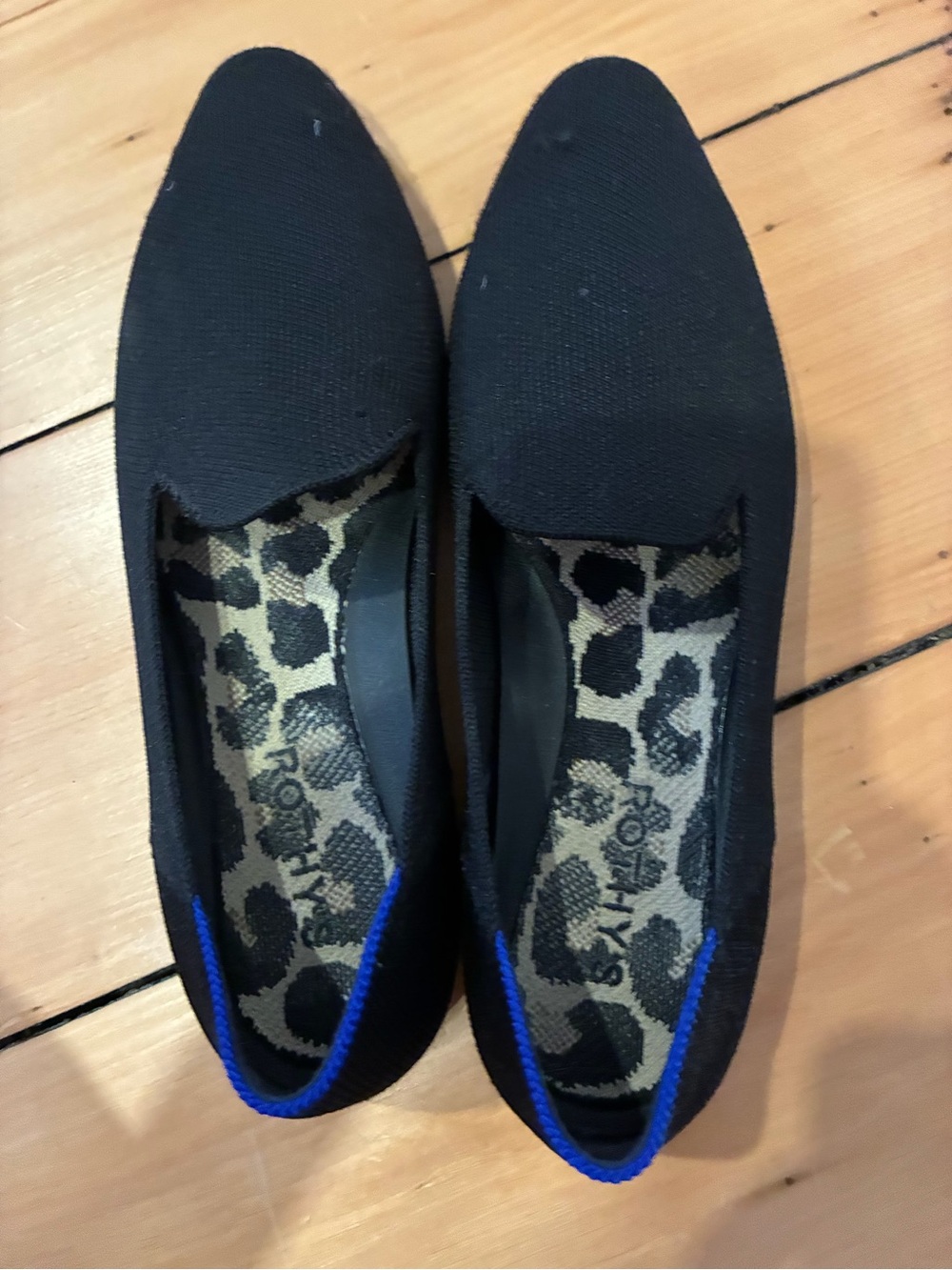 Rothy's Navy Blue Slip-On Flats with Blue Trim